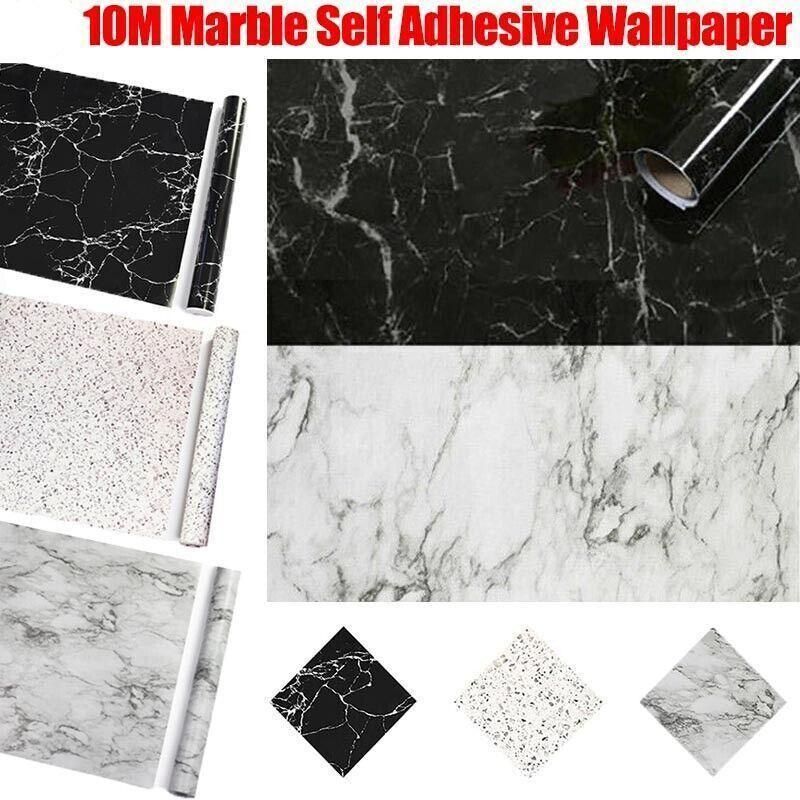 10M Marble Self-Adhesive PVC Wall Sticker Wallpaper Decor - White Marble-B view 2