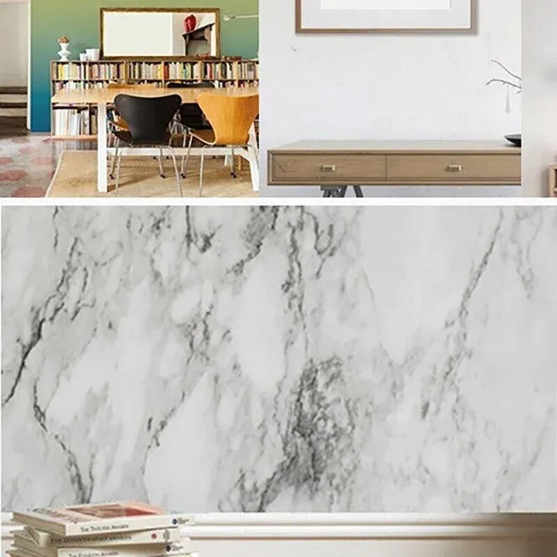 10M Marble Self-Adhesive PVC Wall Sticker Wallpaper Decor - White Marble-B view 5