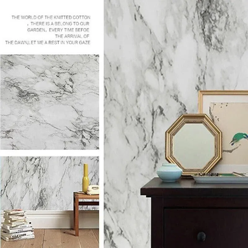 10M Marble Self-Adhesive PVC Wall Sticker Wallpaper Decor - White Marble-B view 7