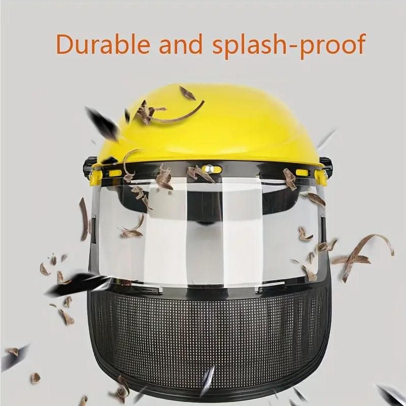 Garden Face Shield Headgear for Mowing and Outdoor Protective Use - Yellow view 5