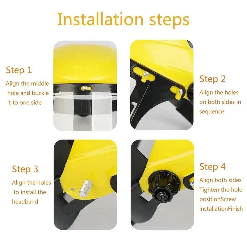Garden Face Shield Headgear for Mowing and Outdoor Protective Use - Yellow view 7