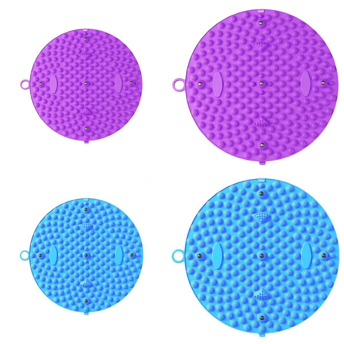 37/55cm Soft Silicone Circular Foot Mat with Textured Surface - Blue-37cm view 3