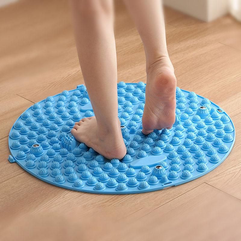 37/55cm Soft Silicone Circular Foot Mat with Textured Surface - Blue-37cm view 10