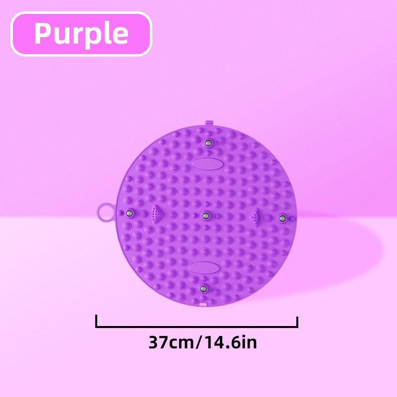 37/55cm Soft Silicone Circular Foot Mat with Textured Surface - Purple-37cm view 11