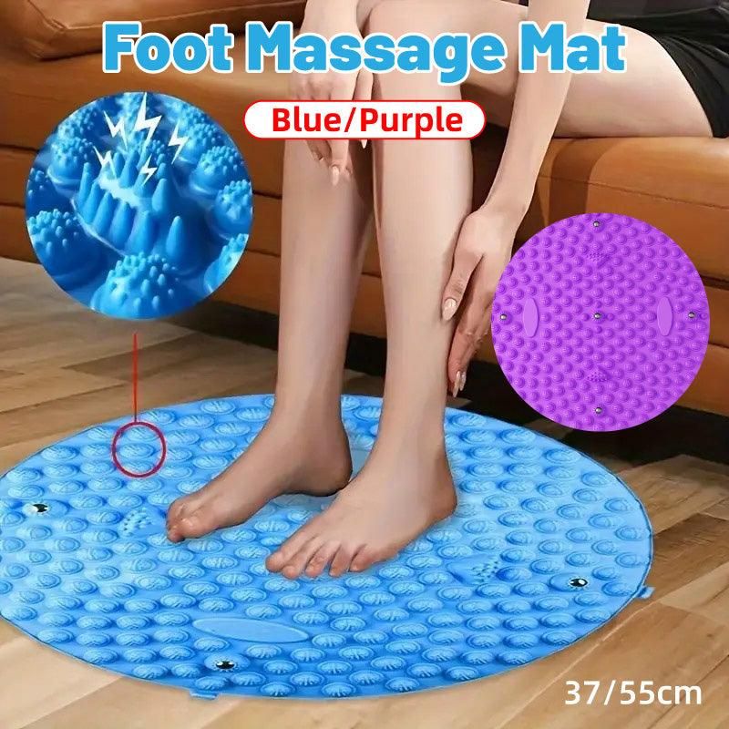 37/55cm Soft Silicone Circular Foot Mat with Textured Surface - Purple-37cm view 15