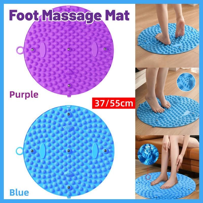 37/55cm Soft Silicone Circular Foot Mat with Textured Surface - Blue-55cm view 2
