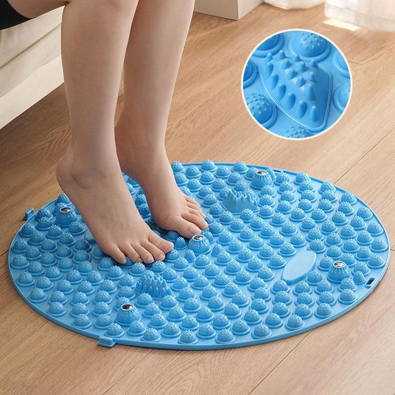 37/55cm Soft Silicone Circular Foot Mat with Textured Surface - Blue-55cm view 5