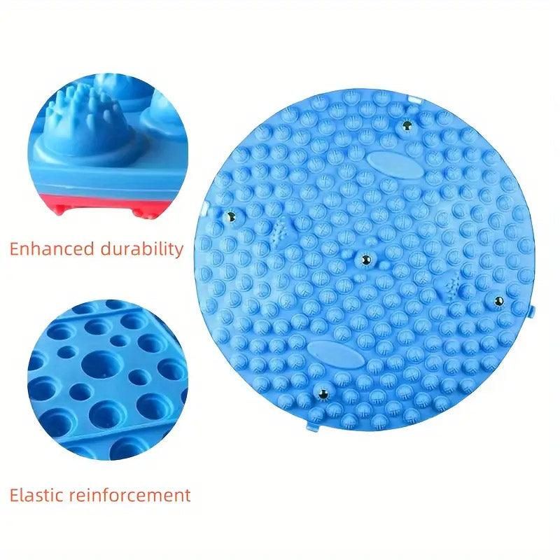 37/55cm Soft Silicone Circular Foot Mat with Textured Surface - Blue-55cm view 8