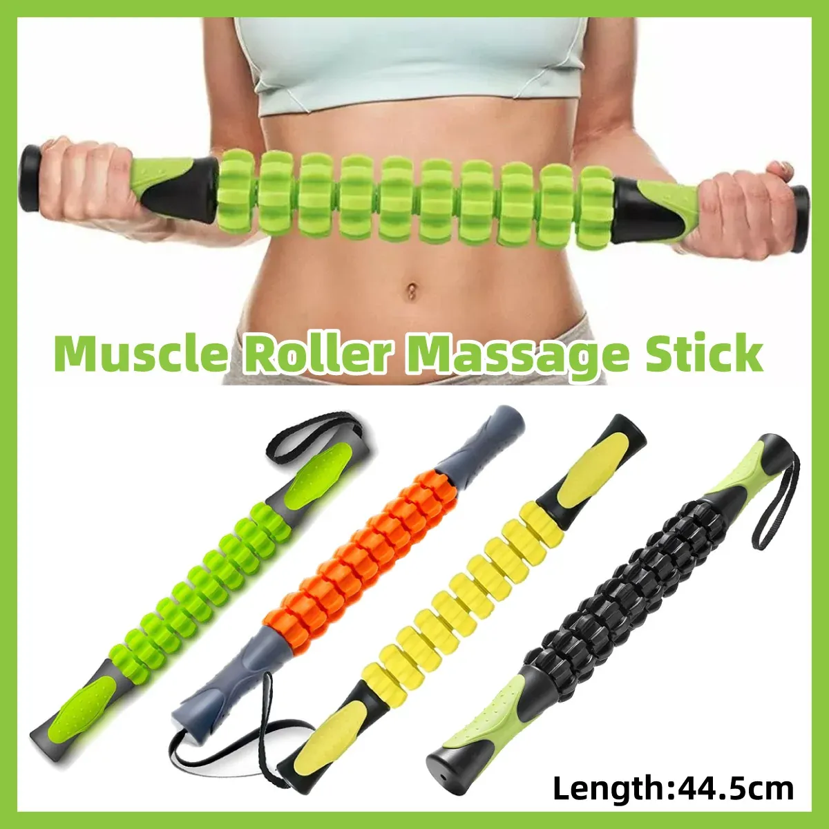 Muscle Roller Stick Full Body Fitness Massage Tool for Home and Gym Use - Black view 2
