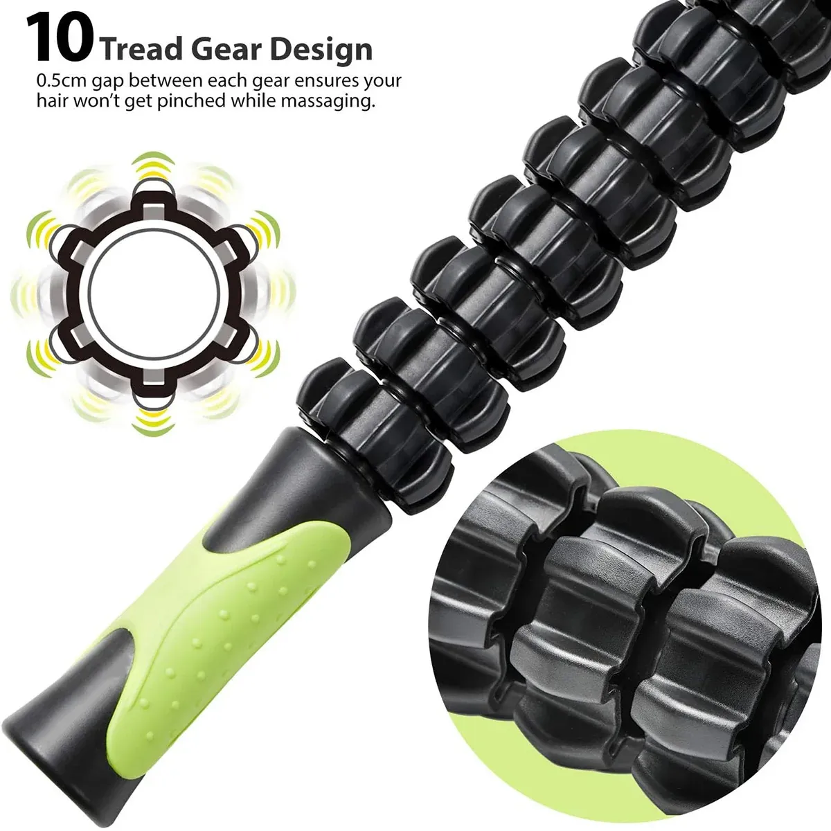 Muscle Roller Stick Full Body Fitness Massage Tool for Home and Gym Use - Black view 8