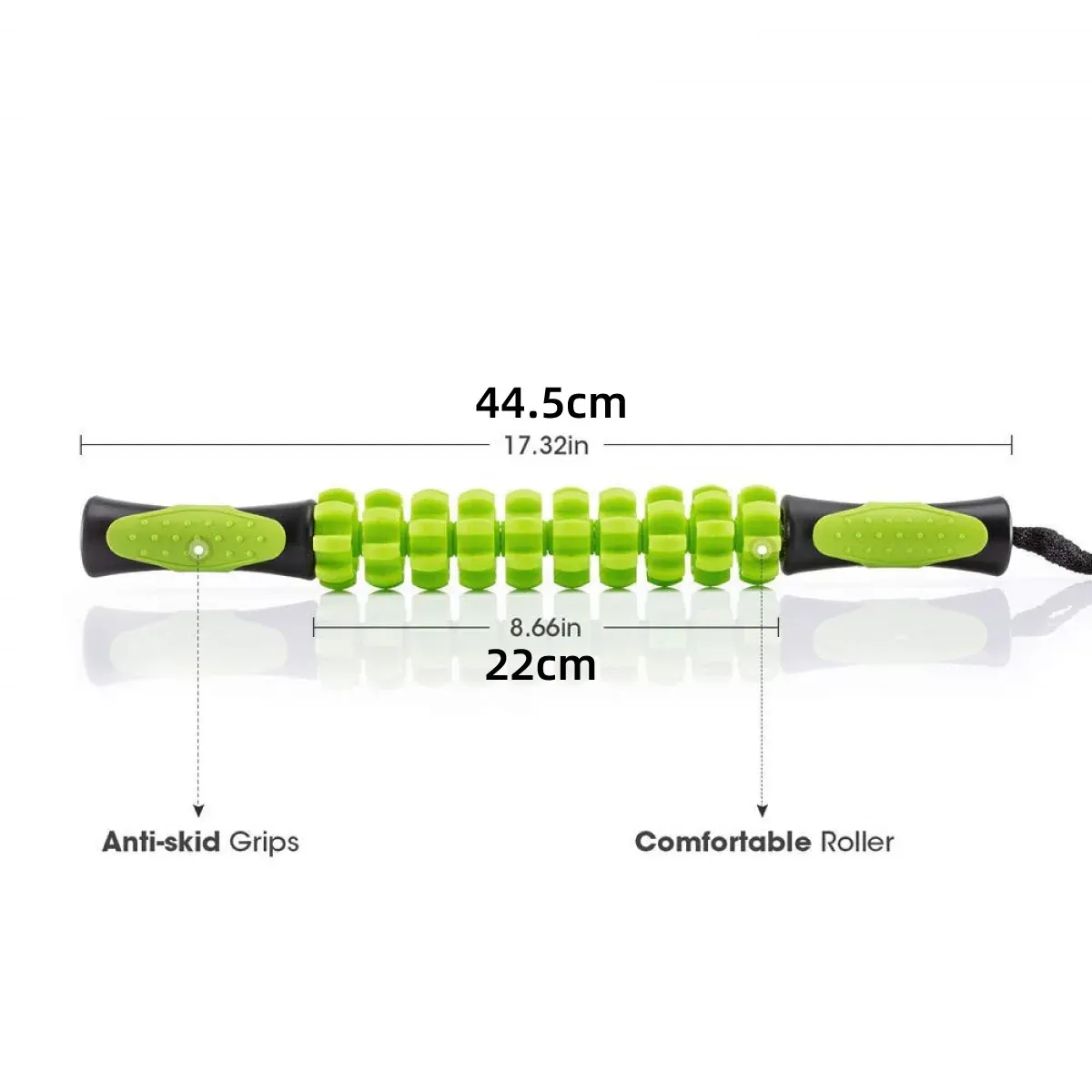 Muscle Roller Stick Full Body Fitness Massage Tool for Home and Gym Use - Green view 4