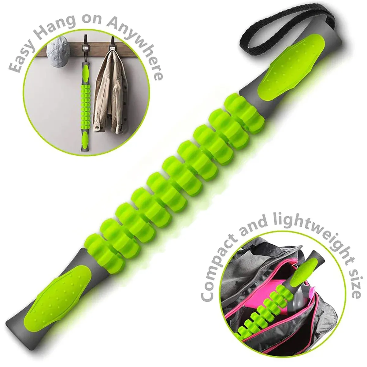 Muscle Roller Stick Full Body Fitness Massage Tool for Home and Gym Use - Green view 5