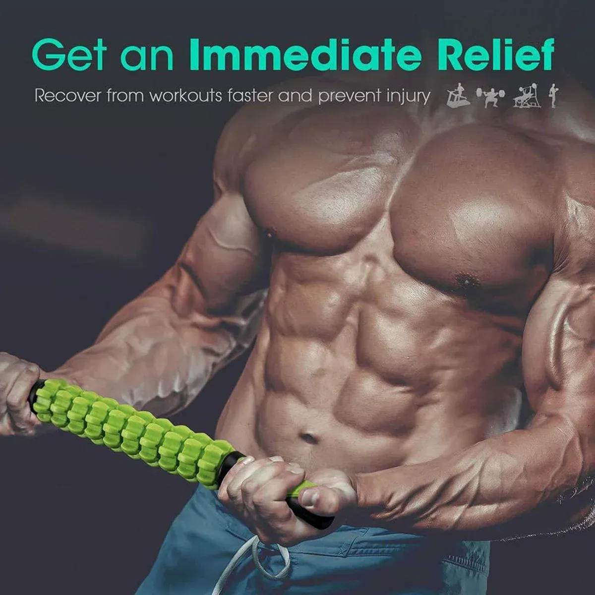 Muscle Roller Stick Full Body Fitness Massage Tool for Home and Gym Use - Green view 10