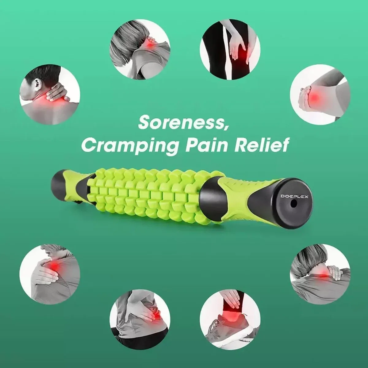 Muscle Roller Stick Full Body Fitness Massage Tool for Home and Gym Use - Green view 14