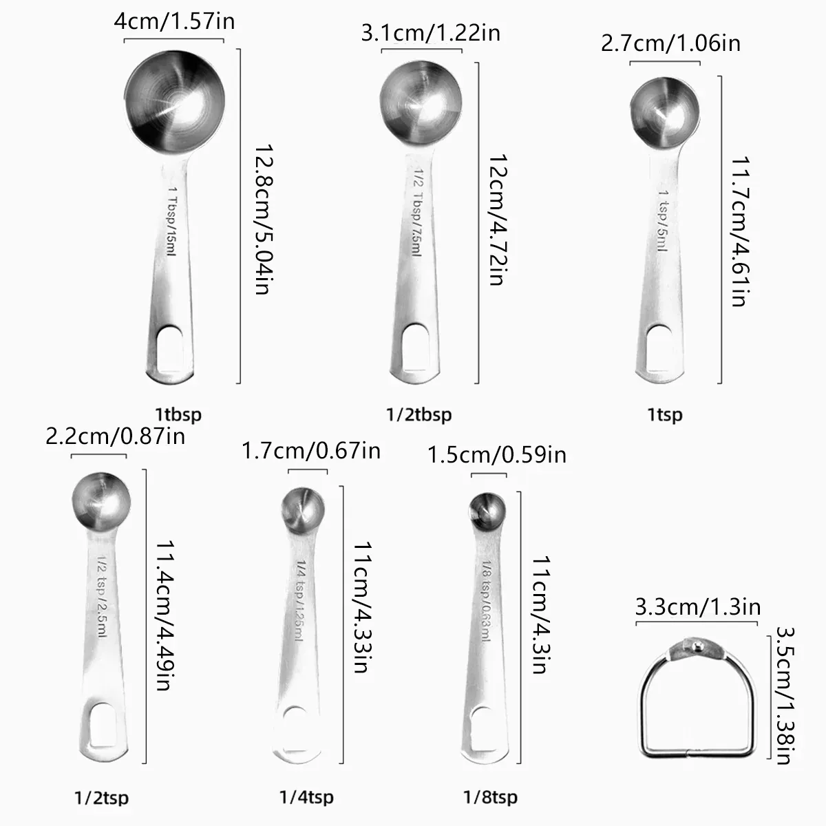 6PCS Measuring Cups Spoons 304 Stainless Steel Baking Tools With Scale Set view 3