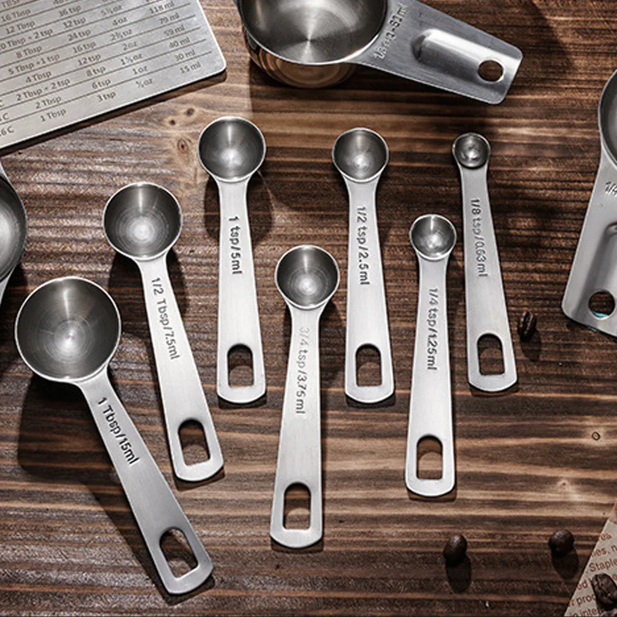 6PCS Measuring Cups Spoons 304 Stainless Steel Baking Tools With Scale Set view 5