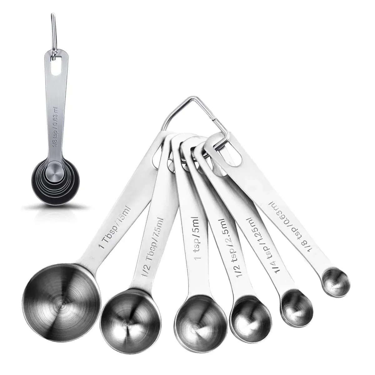 6PCS Measuring Cups Spoons 304 Stainless Steel Baking Tools With Scale Set view 7