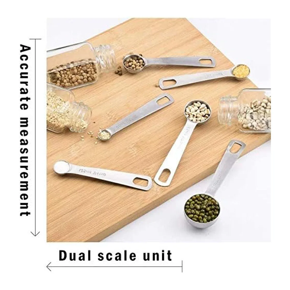 6PCS Measuring Cups Spoons 304 Stainless Steel Baking Tools With Scale Set view 10