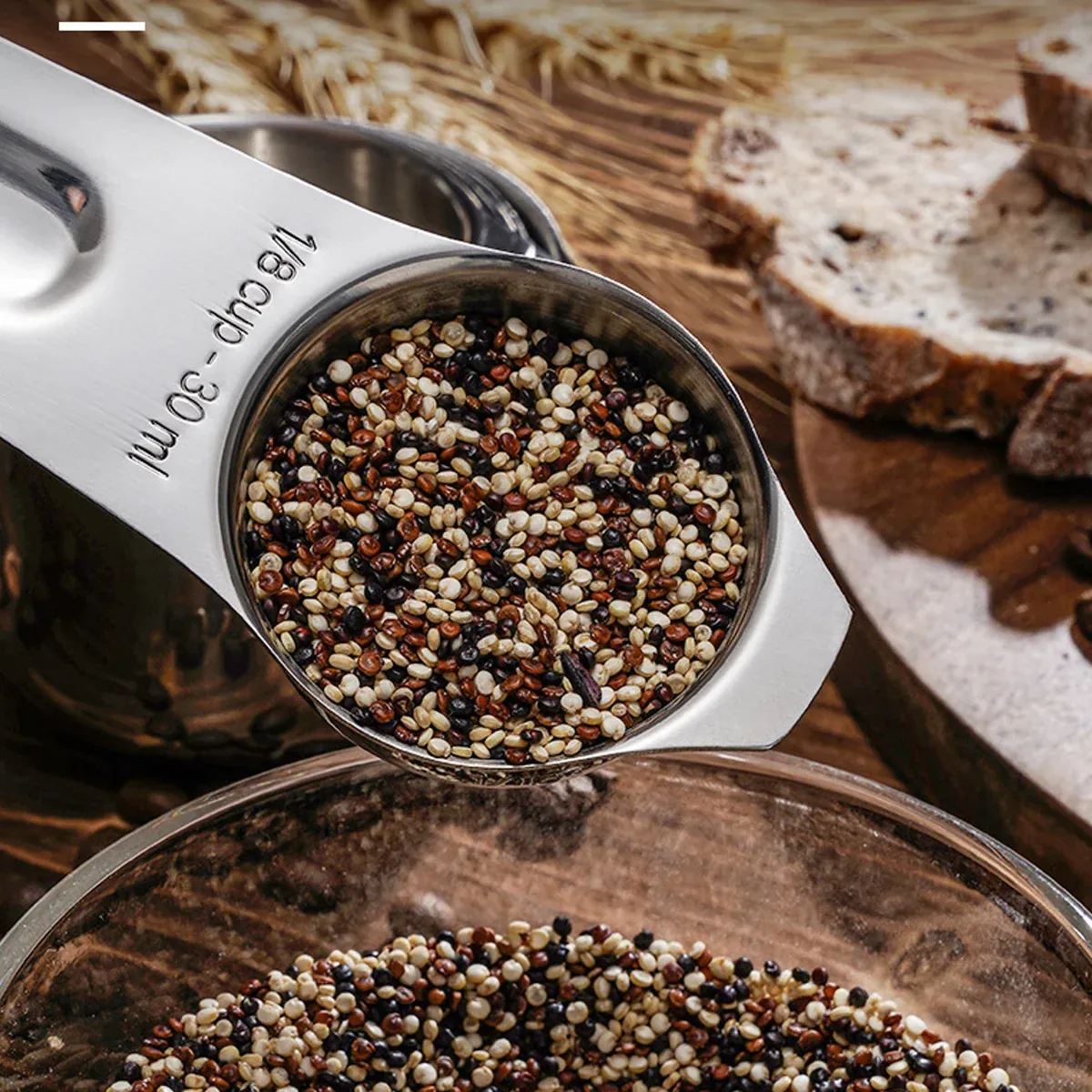 6PCS Measuring Cups Spoons 304 Stainless Steel Baking Tools With Scale Set view 12