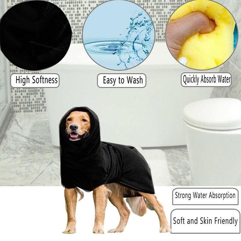 Dog Puppy Hoodies Jacket Solid Coat Pet Winter Soft Warm Clothes S-5XL Black - L view 3