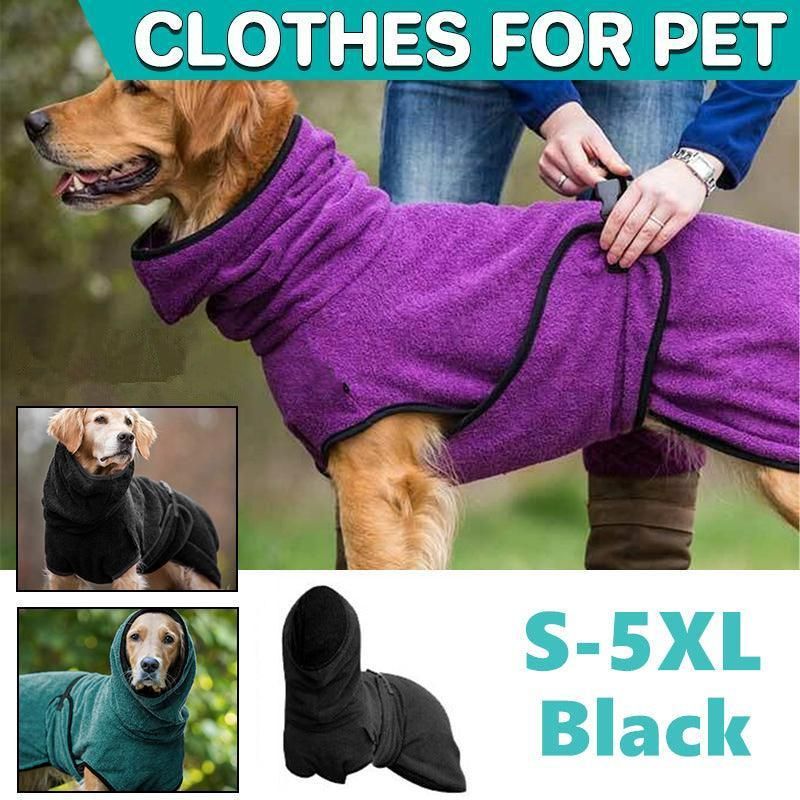 Dog Puppy Hoodies Jacket Solid Coat Pet Winter Soft Warm Clothes S-5XL Black - 4XL view 2