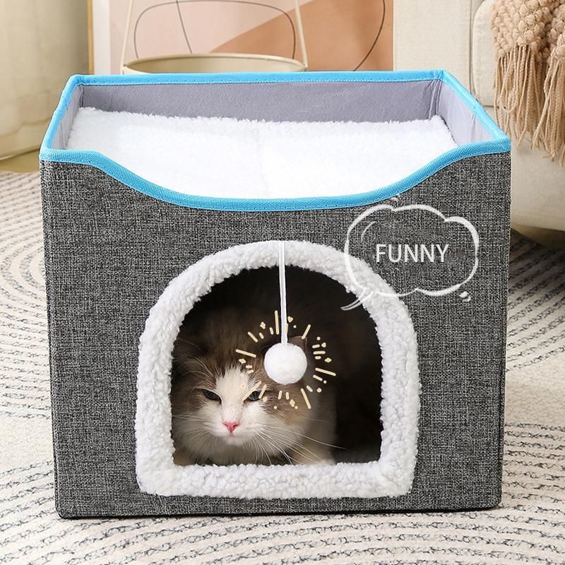 Foldable Pet Cat Calming Bed Hideaway Interactive House Nest Scratching Board view 6