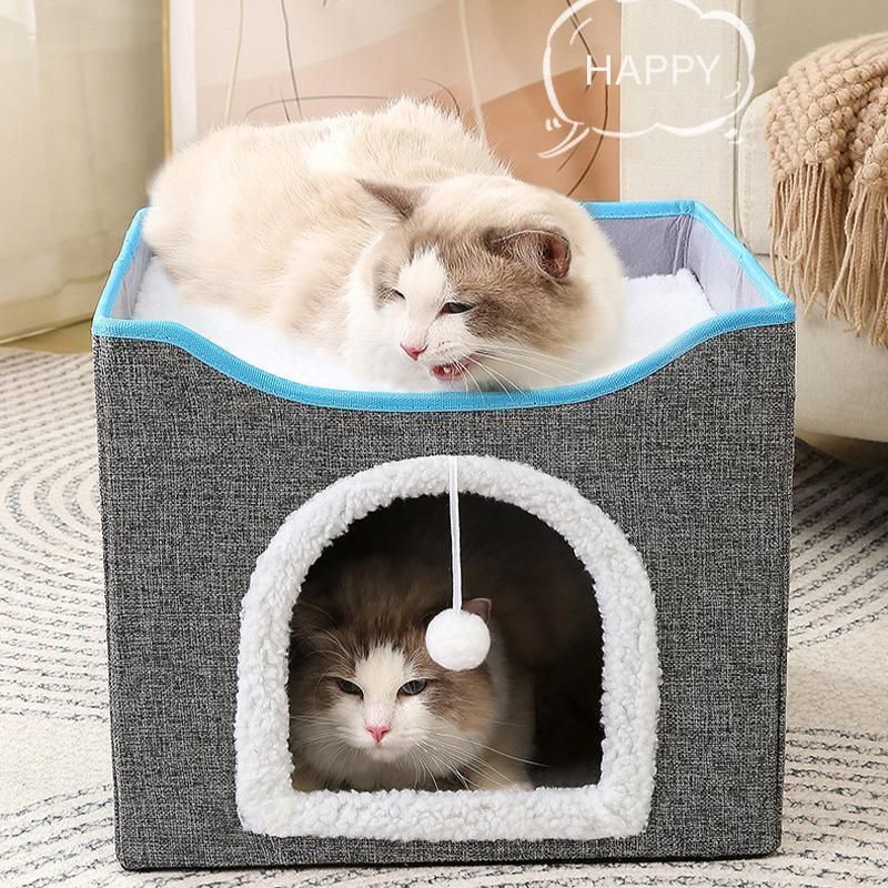 Foldable Pet Cat Calming Bed Hideaway Interactive House Nest Scratching Board view 11