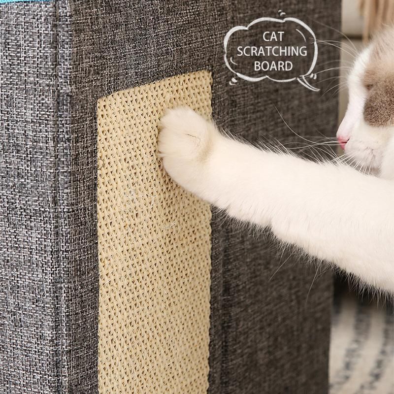 Foldable Pet Cat Calming Bed Hideaway Interactive House Nest Scratching Board view 4