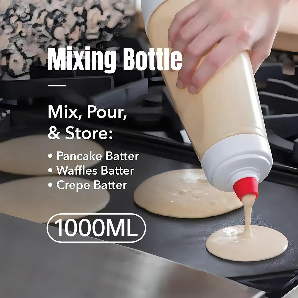 1000ml Hand Crank Batter Dispenser Mixing Jug with Scale for Muffins Pancakes — image 1