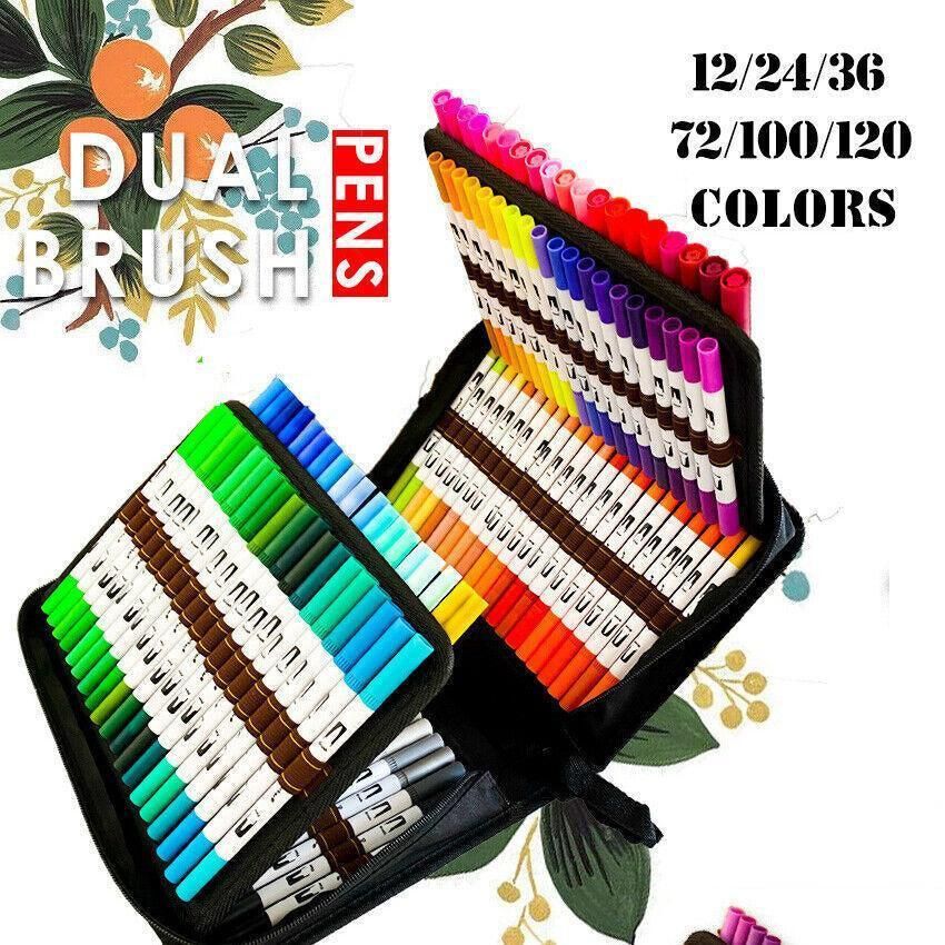12-120 Watercolor Brush Pen Set Artist Sketch Marker - White-12 Colours view 2