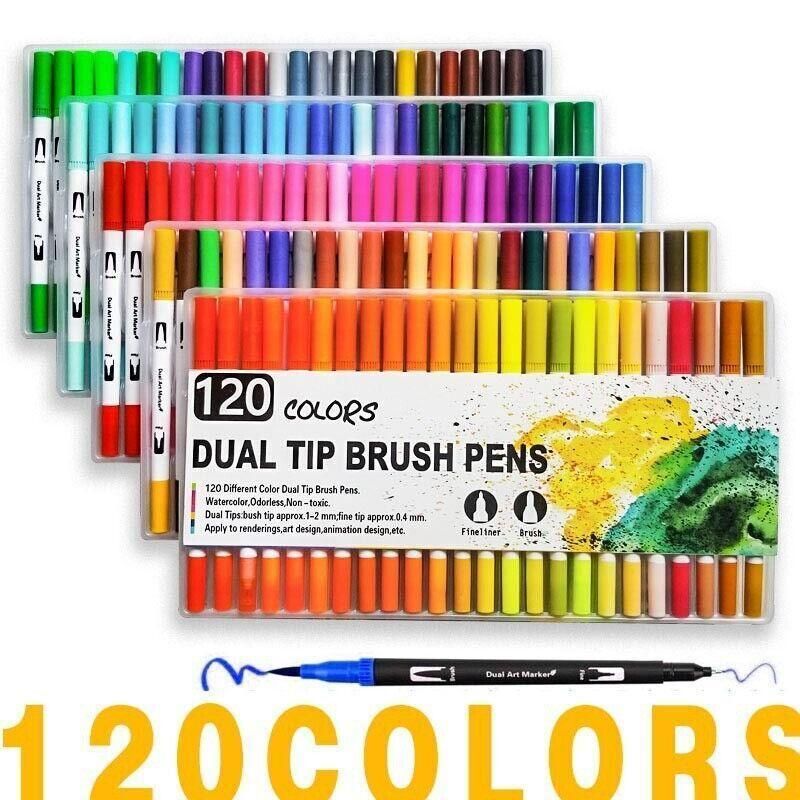 12-120 Watercolor Brush Pen Set Artist Sketch Marker - White-12 Colours view 7