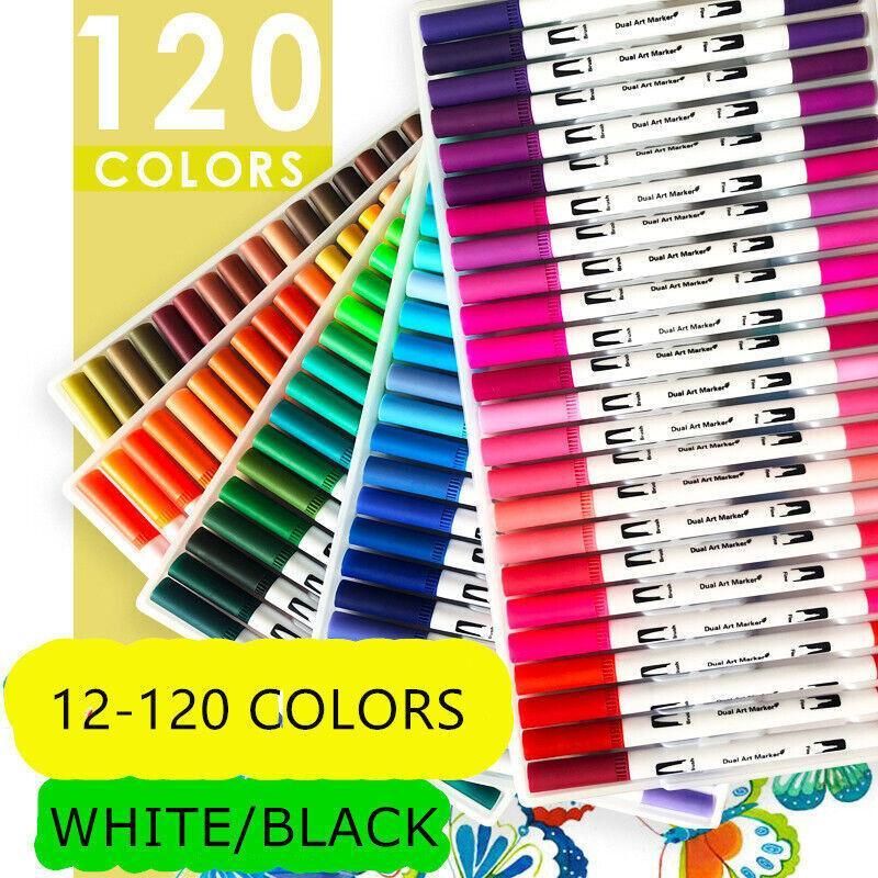 12-120 Watercolor Brush Pen Set Artist Sketch Marker - White-12 Colours view 8