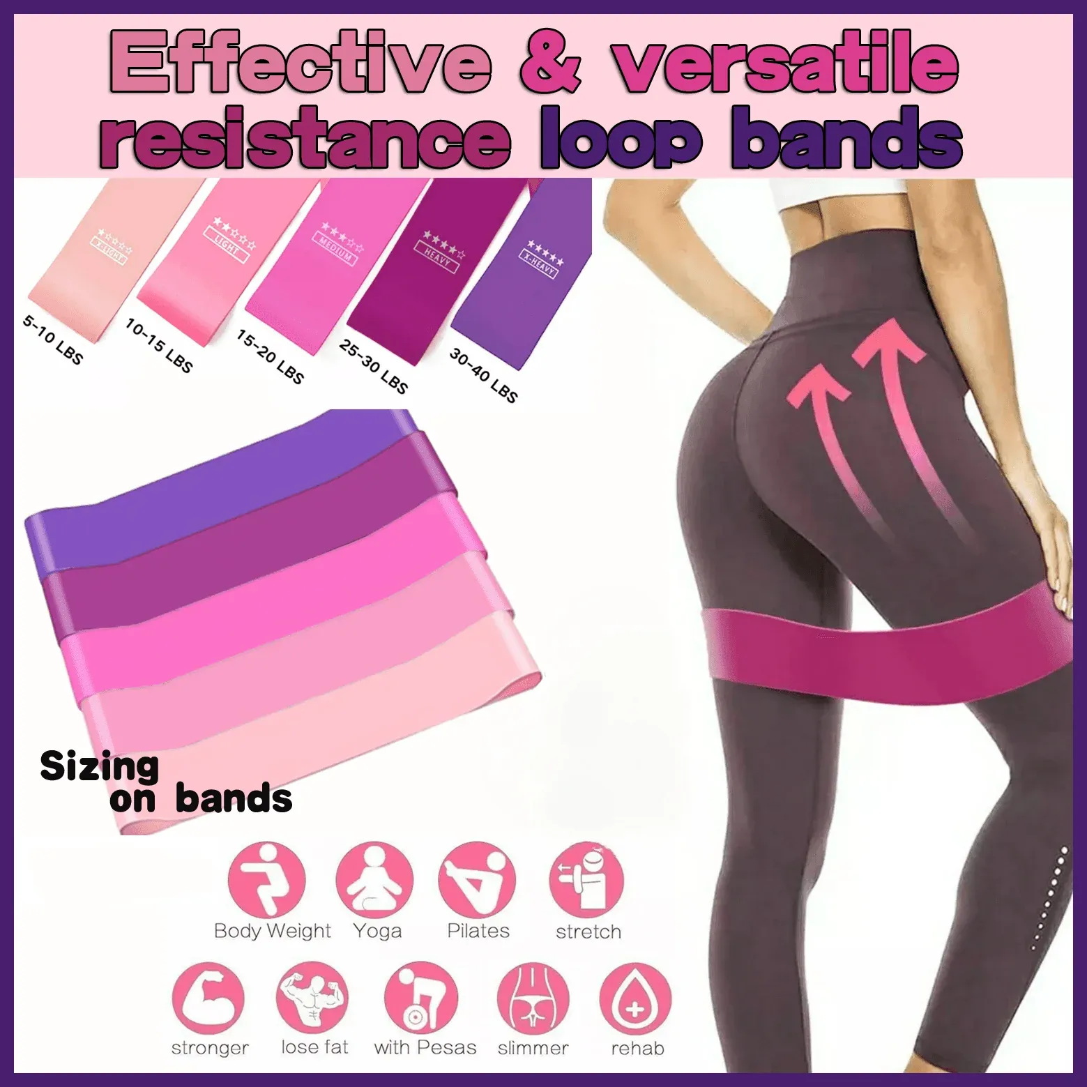 Exercise Resistance Bands Loop Power Strength Training Fitness Yoga Pilates view 2