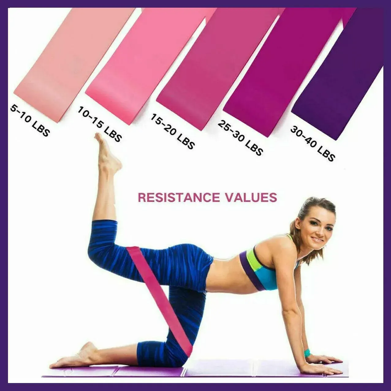 Exercise Resistance Bands Loop Power Strength Training Fitness Yoga Pilates view 3