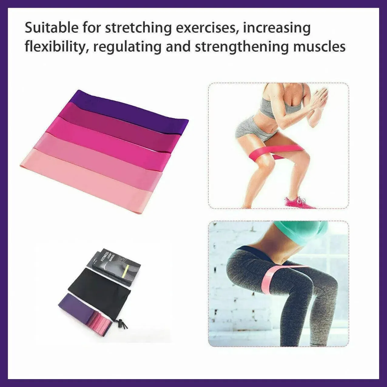Exercise Resistance Bands Loop Power Strength Training Fitness Yoga Pilates view 6