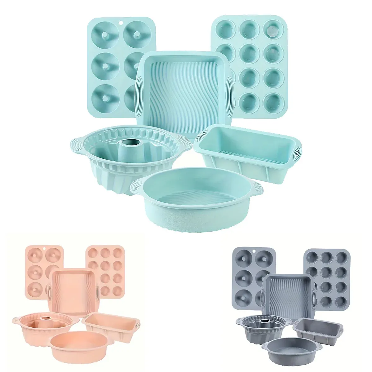 6PCS Silicone Cake Mould Set Baking Pans Nonstick Cupcake Cookie Tools view 3