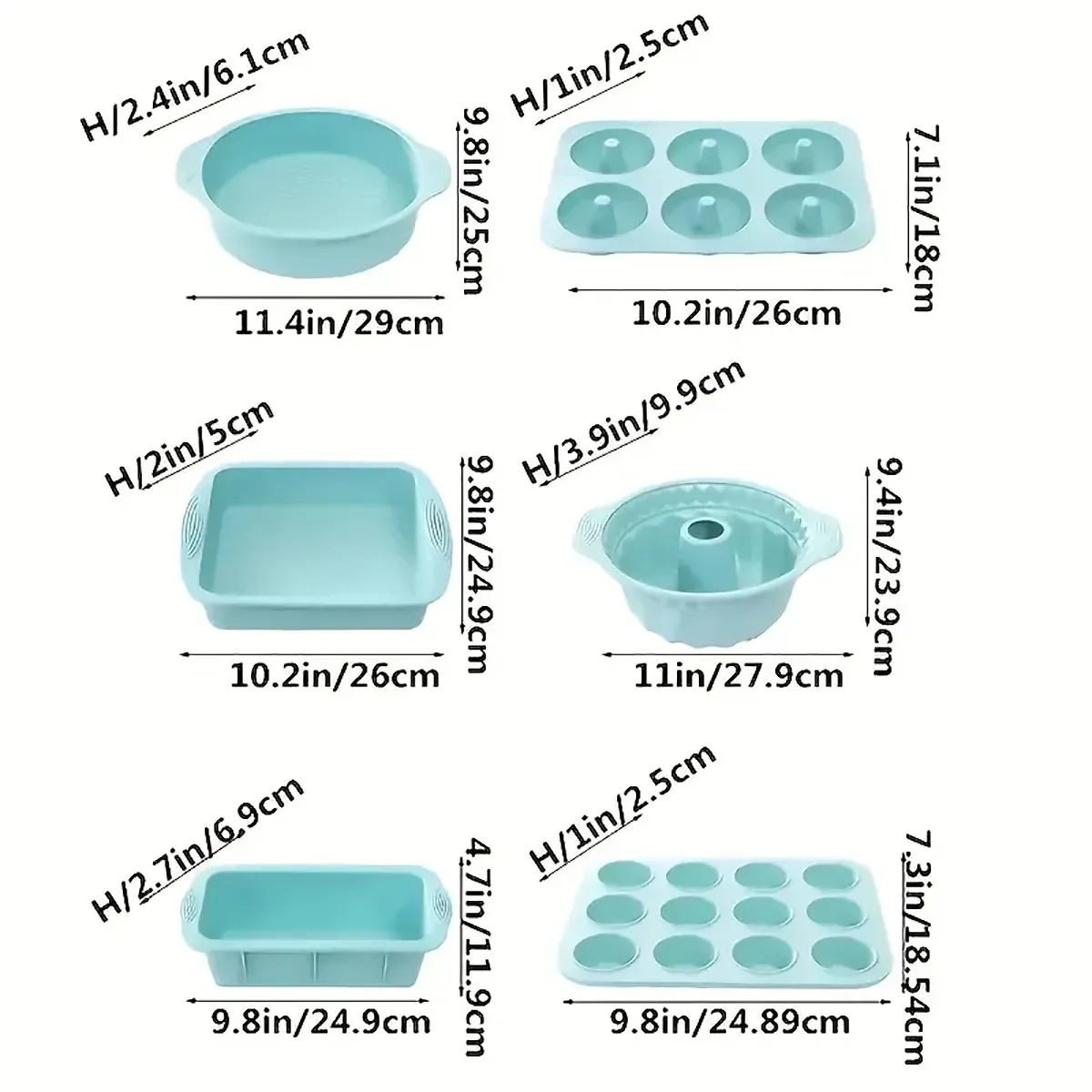6PCS Silicone Cake Mould Set Baking Pans Nonstick Cupcake Cookie Tools view 4