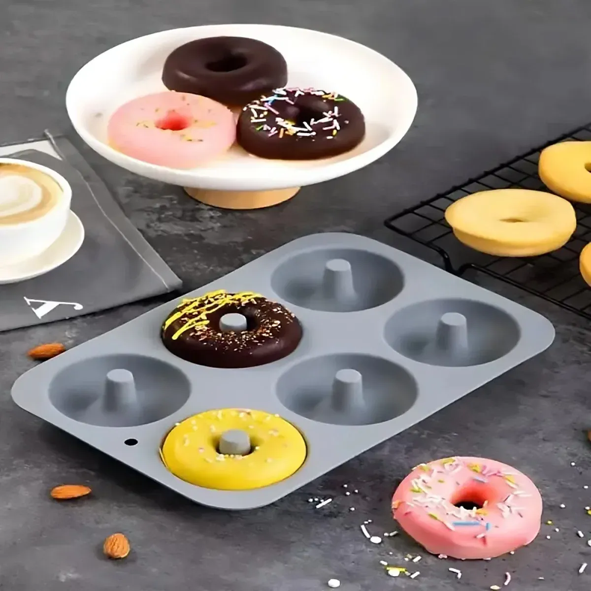 6PCS Silicone Cake Mould Set Baking Pans Nonstick Cupcake Cookie Tools view 6