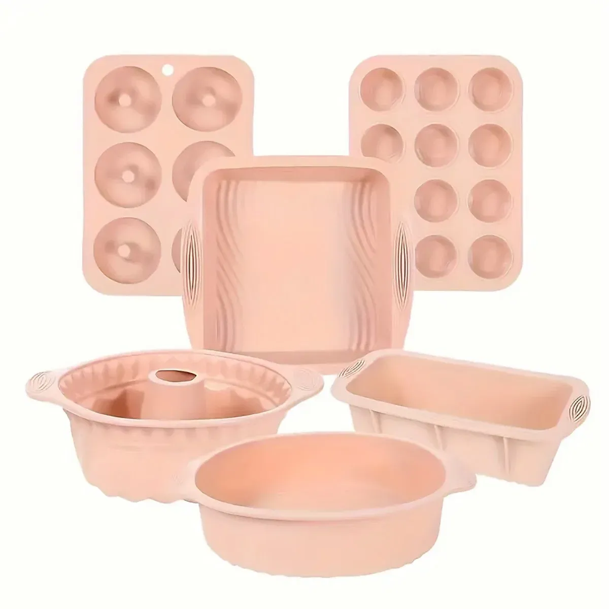 6PCS Silicone Cake Mould Set Baking Pans Nonstick Cupcake Cookie Tools — image 1