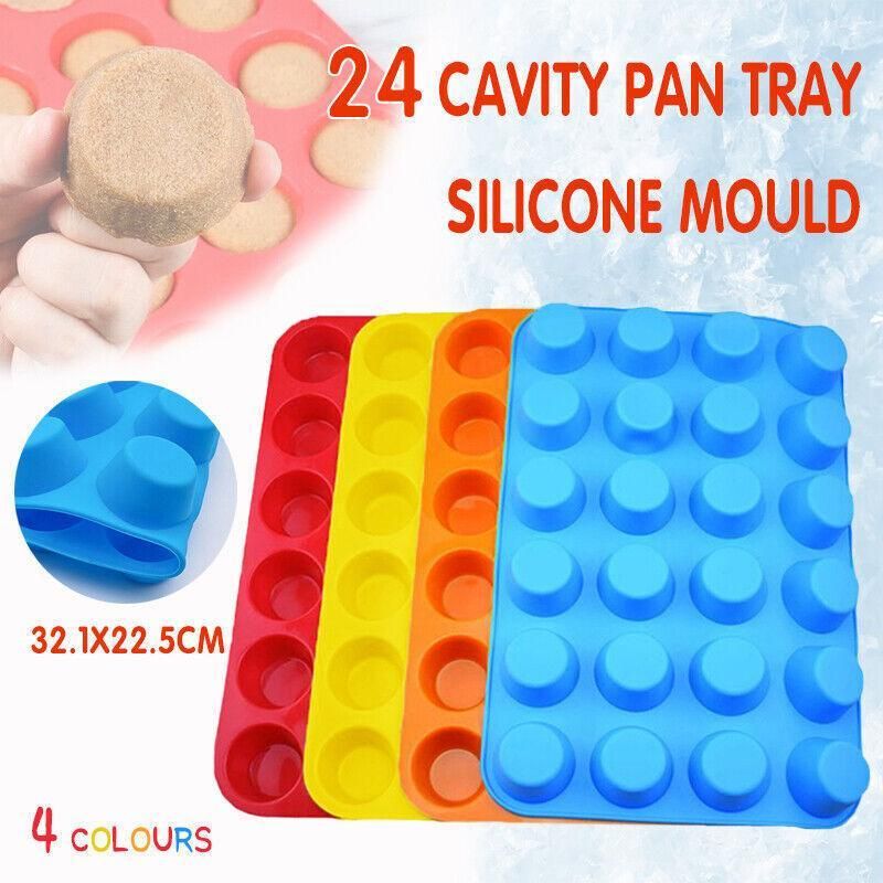 24 Cavity Pan Tray Silicone Mini Cupcake Cookie Baking Mold Au - Blue view 2