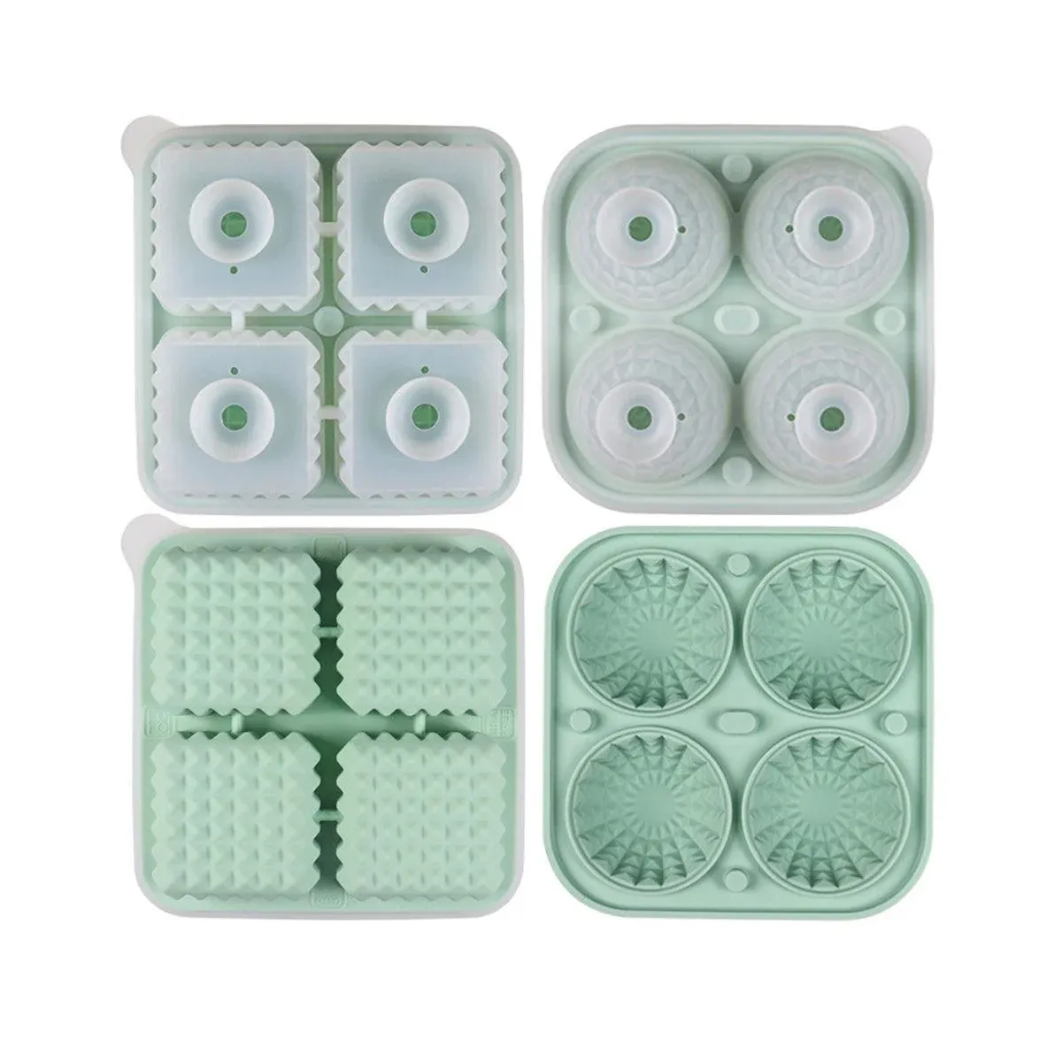 2PCS Silicone Ice Cube Tray Round and Square Ice Ball Maker for Whiskey — image 1