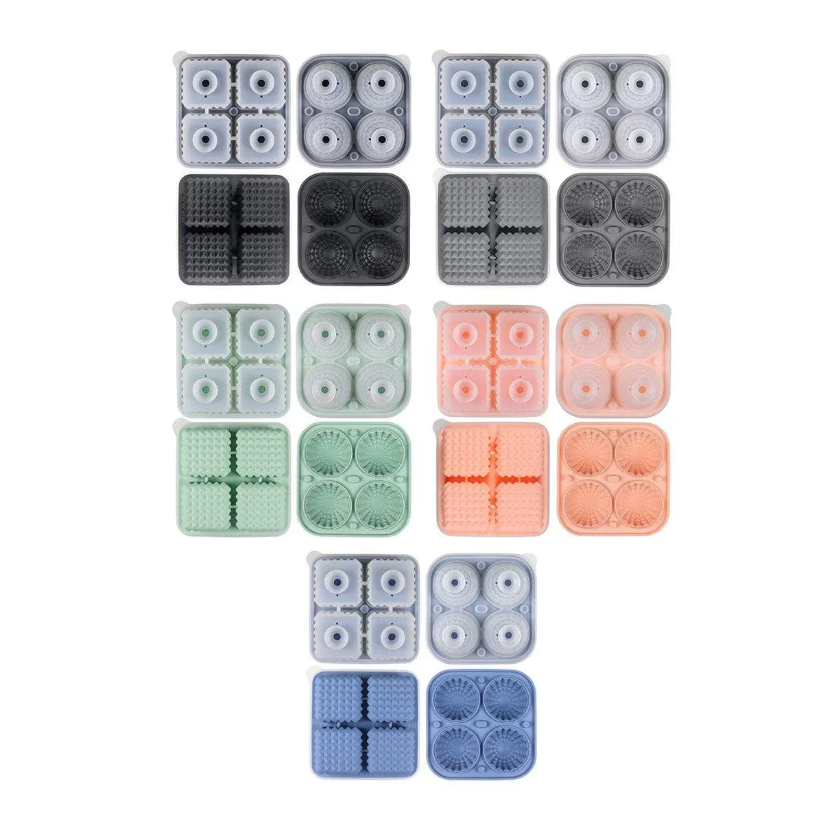 2PCS Silicone Ice Cube Tray Round and Square Ice Ball Maker for Whiskey view 3