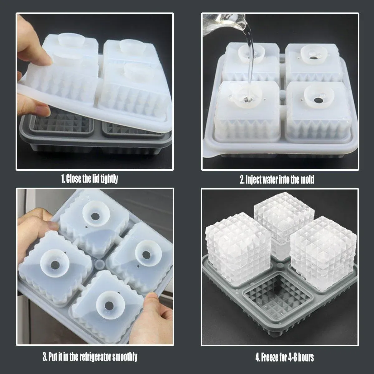 2PCS Silicone Ice Cube Tray Round and Square Ice Ball Maker for Whiskey view 5