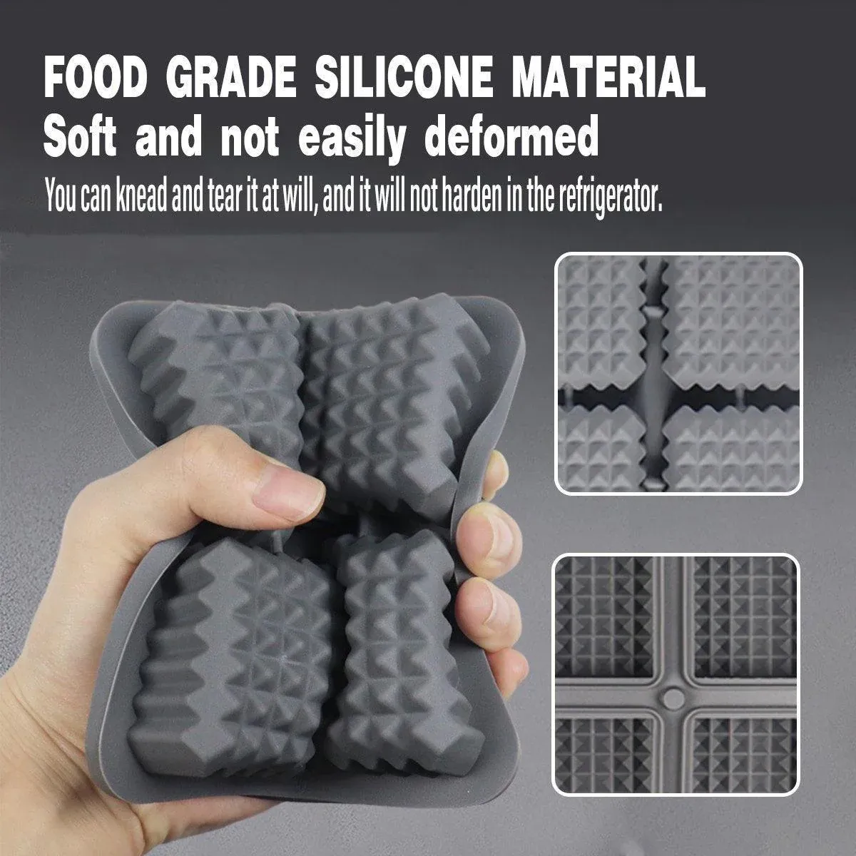 2PCS Silicone Ice Cube Tray Round and Square Ice Ball Maker for Whiskey view 6