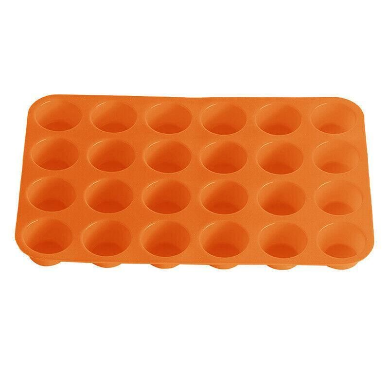 24 Cavity Pan Tray Silicone Mini Cupcake Cookie Baking Mold Au - Orange