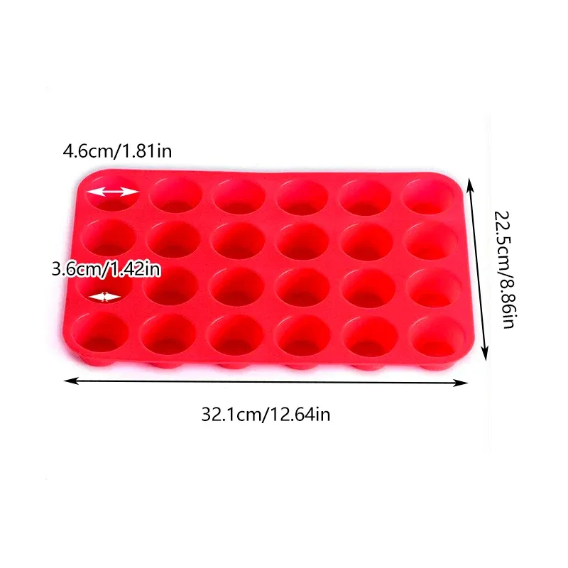 24 Cavity Pan Tray Silicone Mini Cupcake Cookie Baking Mold Au - Red view 4