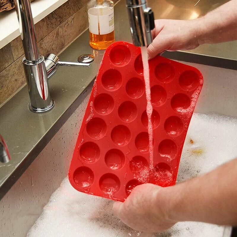 24 Cavity Pan Tray Silicone Mini Cupcake Cookie Baking Mold Au - Red view 6