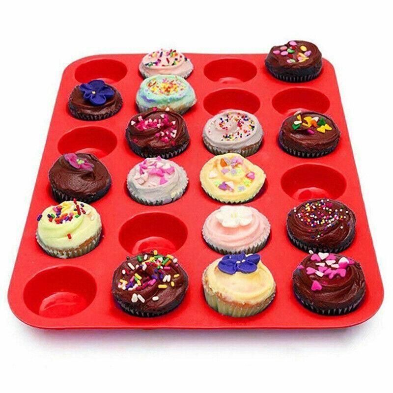 24 Cavity Pan Tray Silicone Mini Cupcake Cookie Baking Mold Au - Red view 8