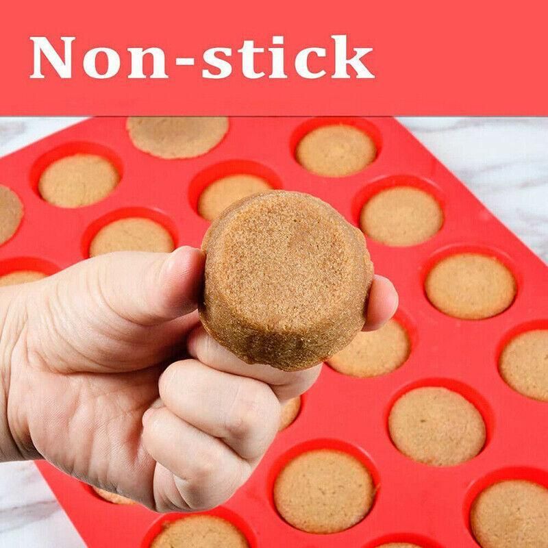 24 Cavity Pan Tray Silicone Mini Cupcake Cookie Baking Mold Au - Red view 11