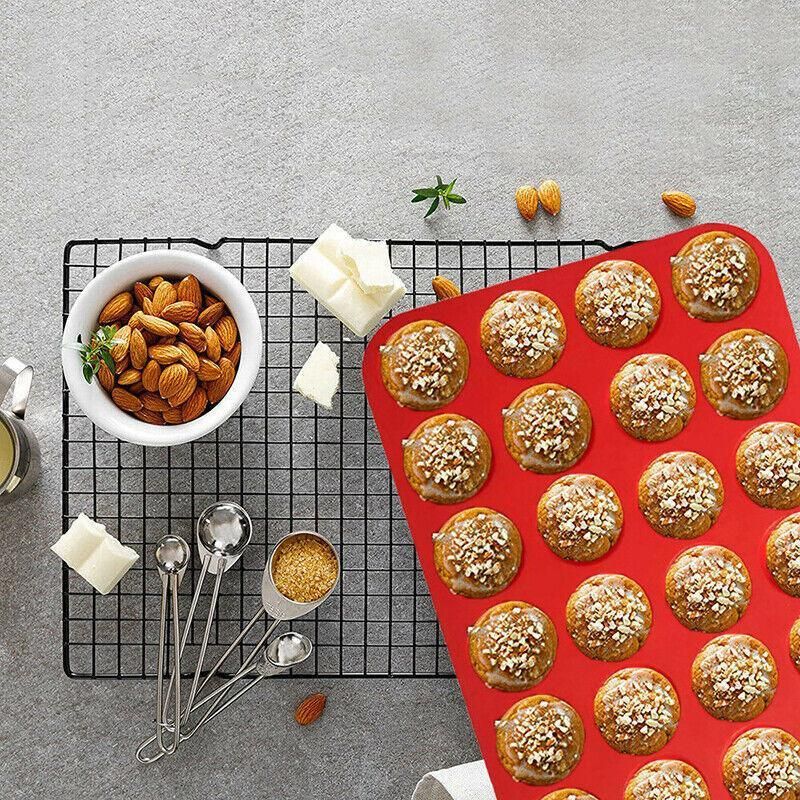 24 Cavity Pan Tray Silicone Mini Cupcake Cookie Baking Mold Au - Red view 13